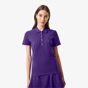 LACOSTE Purple Women's Slim Fit Stretch Cotton Piqué Polo Shirt - Size 42 - NWT